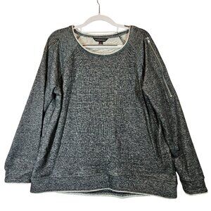 Rock & Republic Gray Sweatshirt With Zipper Sleeve Detail Womens XL Cotton Blend